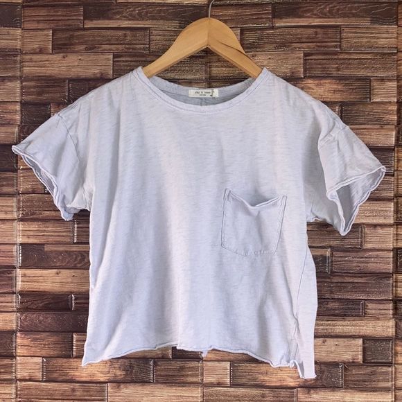 Womens XXS Rag & Bone Lavender Crop Top Burnout Pocket Tee - Picture 1 of 9